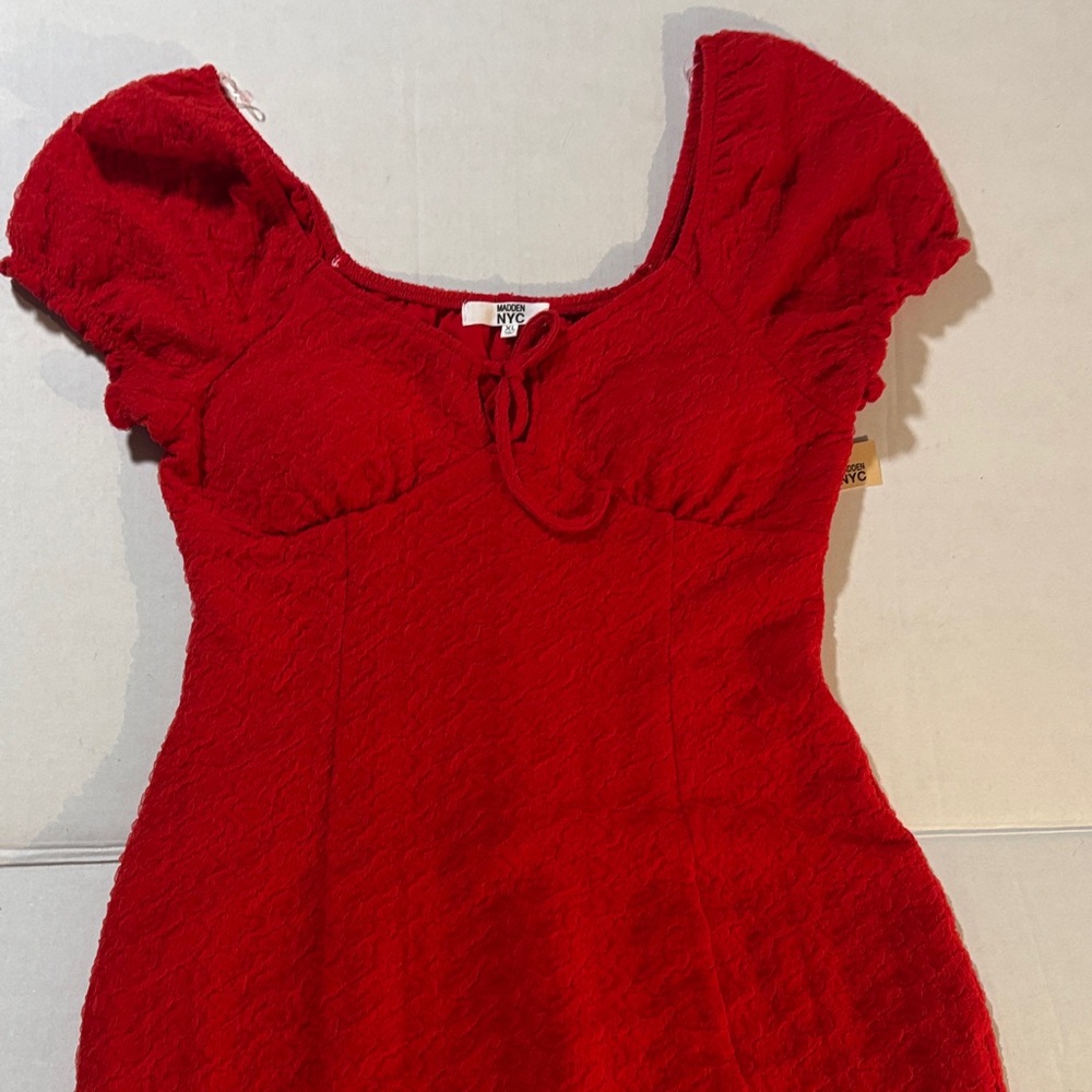 Red textured Dress